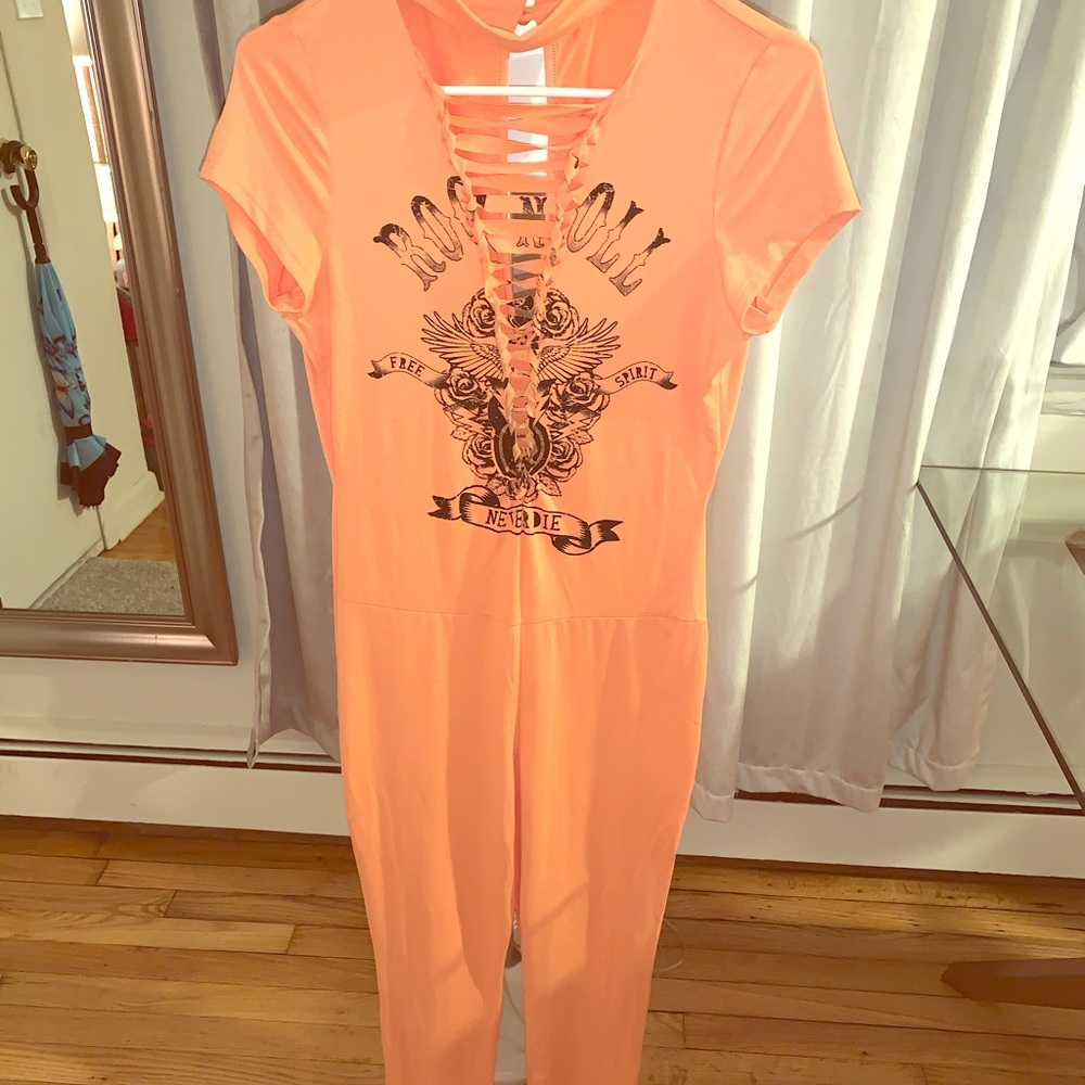 Coral cotton jumpsuit
